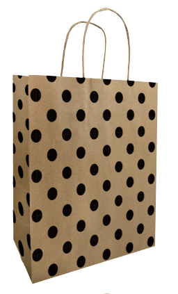 Kraft sacchetto di carta marrone con punti neri con manico 230x120x300