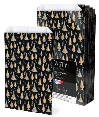 Sacchetto di carta piega per regalo nero LAS 240x410+75 mm