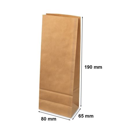 Sacchetti di carta marrone organico blocchi 80x65x190 mm senza impugnatura