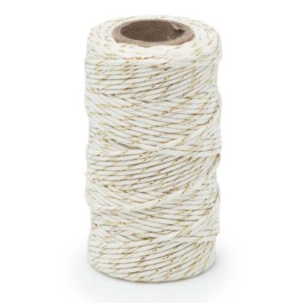 Legame in cotone al bianco macroma con filo oro 3 mm 100 g Ok. 40 m