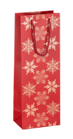 Sacchetto di carta natalizia per vino 125x85x360 mm rosso come un dono
