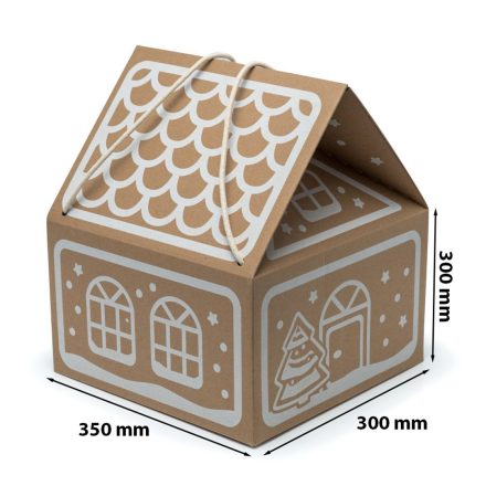 Scatola di Natale Cottage 300x300x350 mm con corda