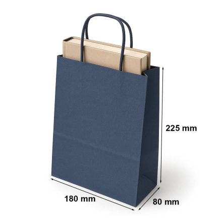 Forti sacchetti di carta, blu navy 180x80x225 mm con impugnatura di torsione