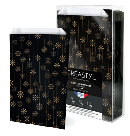 Borsa di carta bianca nera per i regali 240x410+75 mm