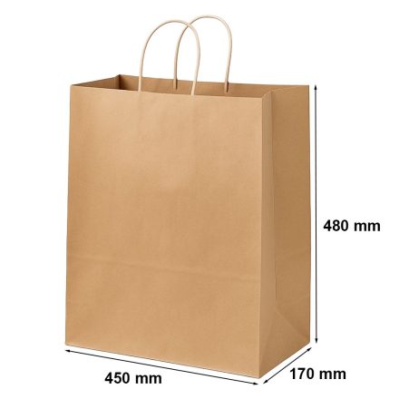 Sacchetto di carta bronzo con manico ritorto 450x170x480 mm