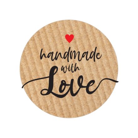 Kraft rotondo Handmade con Adesivi modello amore 3 25 mm 200 pz