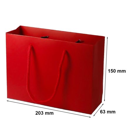 Sacchetto di carta regalo rosso con stringa 203x63x150 mm A6