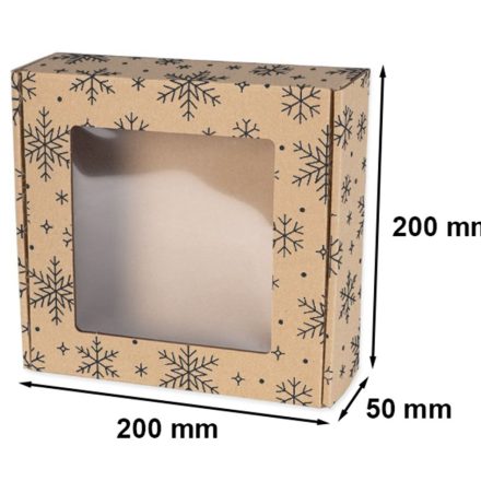 Scatola di Natale con finestra 200x200x50mm EKO Fiocchi di neve neri F427