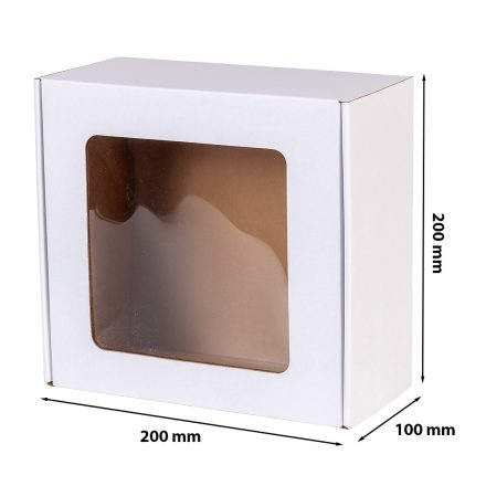 Scatola di cartone decorata con finestra bianca 200x200x100mm EKO