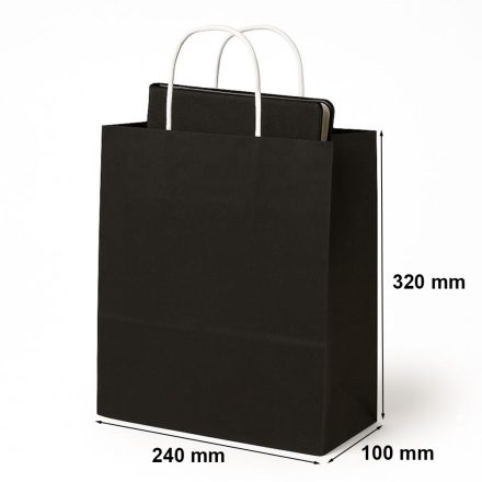 Un sacchetto di carta regalo ECOBAG con manico 240x100x320 mm nero