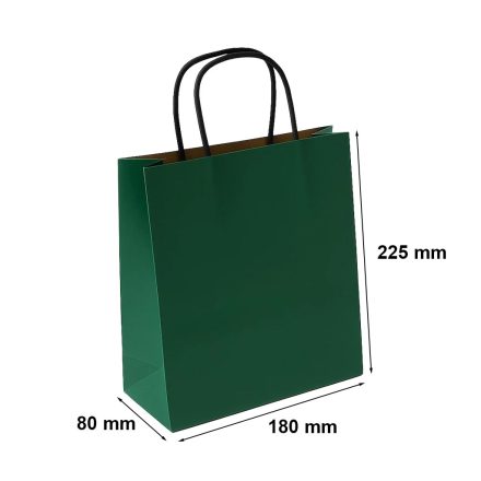 Piccoli sacchetti di carta regalo verde 180x80x225 con manico