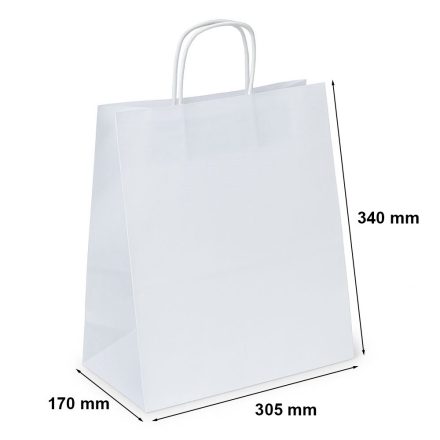 Sacchetto di carta bianca con manico 305x170x340 mm 17,5 l