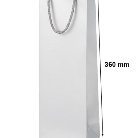 Sacchetto regalo laminato per vino con manico 125x85x360 mm argento