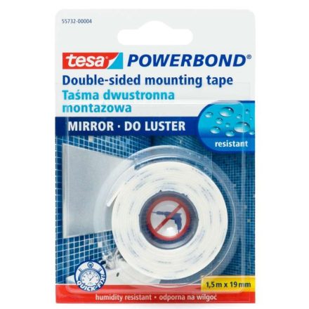 Nastro di montaggio POWERBOND per specchi bifacciali 19 mm x 1,5 m bianco