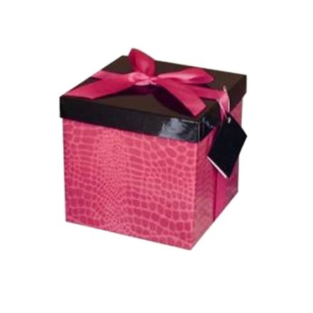 Scatola regalo pieghevole 150x150x150 mm M K...803 PJ3 Rose con fiocco