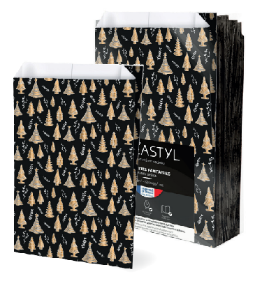 Sacchetto di carta piega nero LAS 180x350+60 mm per regali