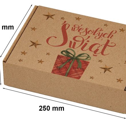 Scatola di Natale in cartone con stampa 250x200x100 mm Regalo rosso