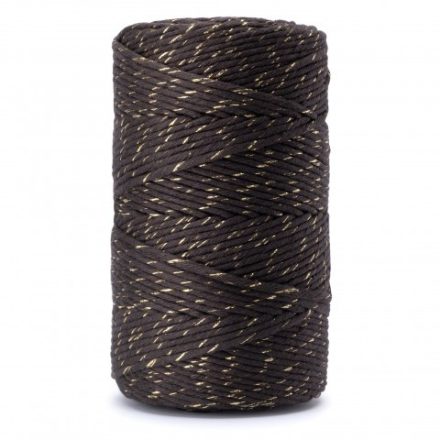 Cordone di cotone ornato 2 mm oro-marrone con filo oro 100g 45m