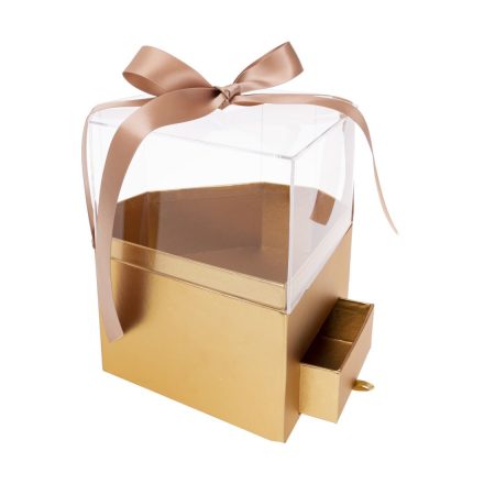 Diamond Gold Flowerbox, coperchio trasparente 20x20x19,5 cm 1
