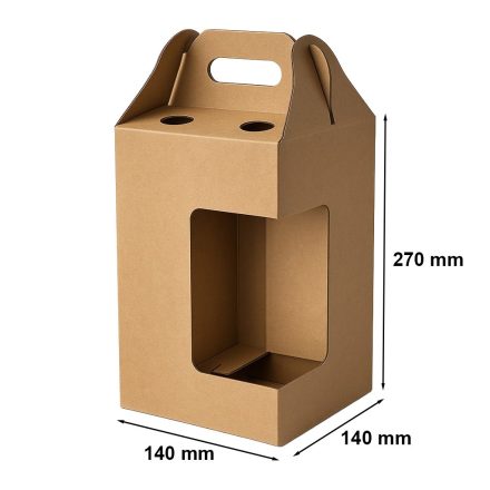 Scatola di cartone con finestra e maniglia 140x140x270mm  ato 4 birra F217