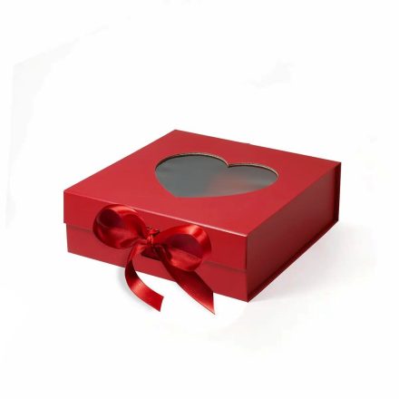 Scatola magnetica rossa con finestra del nastro e del cuore 235x235x80mm