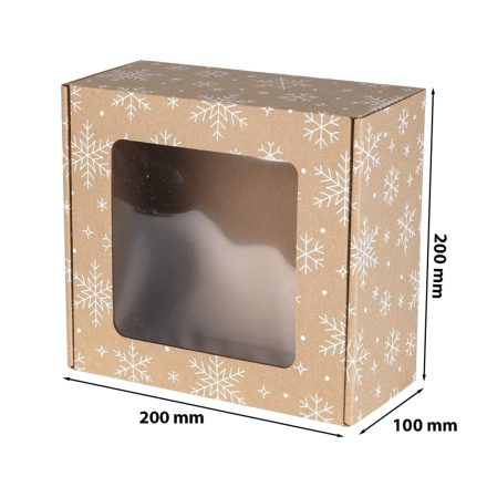 Scatola decorativa di Natale EKO Fiocchi di neve F427 con finestra 200x200x100 mm
