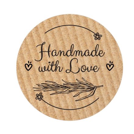 kraft rotondo fatto a mano con adesivi d'amore 35 mm, schema 4, 200 pz