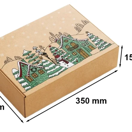 Scatola di cartone di Natale 350x250x150mm Snowman Cottages F427