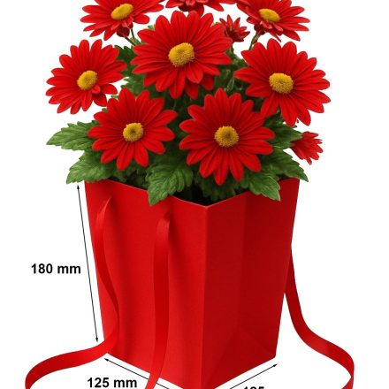 Flowerbox borsa rossa 125x125x180/165x165 mm elegante per i fiori