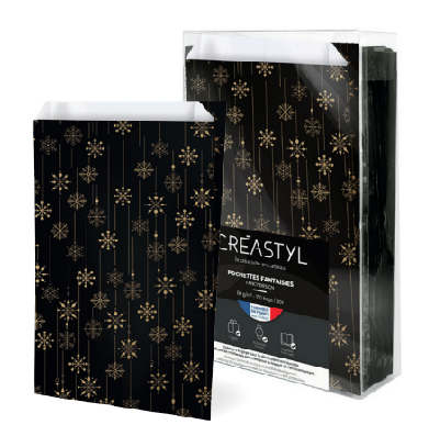 Sacchetto di carta piega per regalo nero Biancaneve 180x350+60mm