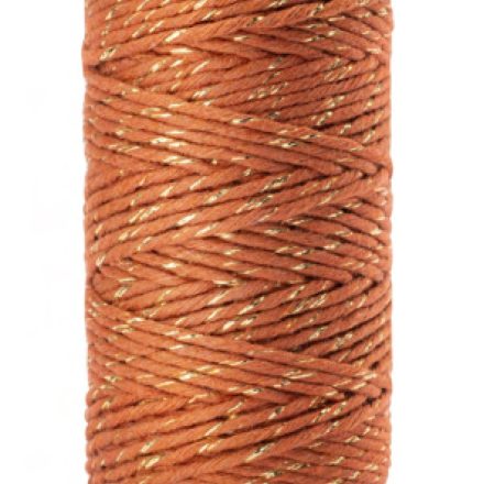 Cordone di cotone ornato a macromo oro-arancio 2mm 100g 45m