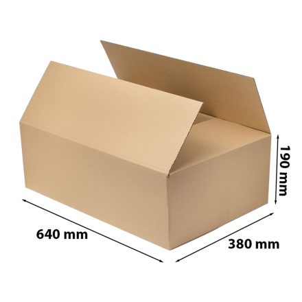 Cartone flap per confezione InPost taglia B 640x380x190 mm esterno.