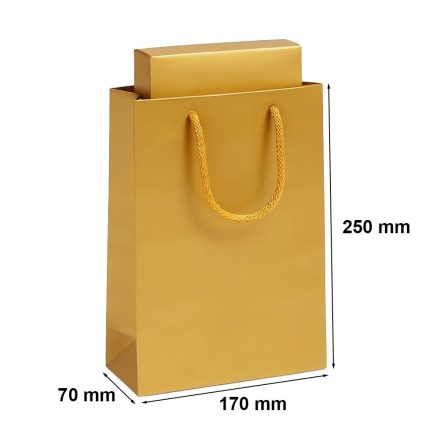 Sacchetto laminato oro 170x70x250 mm con supporto di corda