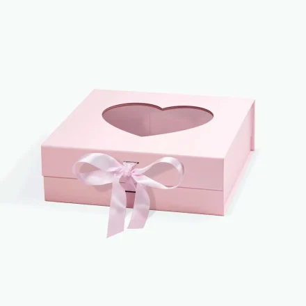 Scatola magnetica rosa con finestra del nastro e del cuore 235x235x80mm