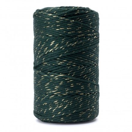 Cordone in cotone decorato per macroma oro-verde 2 mm 100 g 45 m