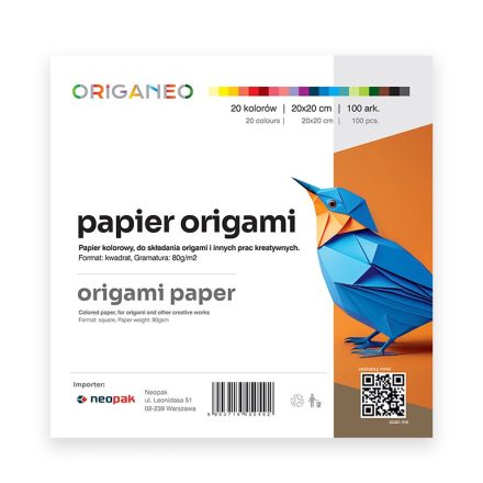 Carta per origami ORIGANEO 20x20 cm mix di colori 100 fogli 80 g/m2