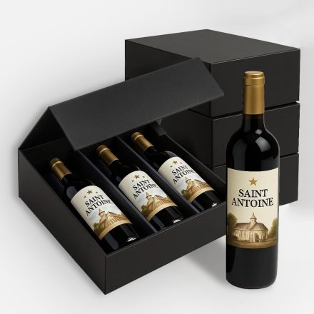 Scatola regalo per 3 bottiglie di vino nero 320x270x85 mm MAGNES