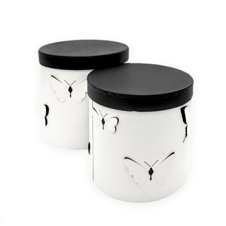 Set di scatole decorative tonde bianche farfalla 3D, 3 pz