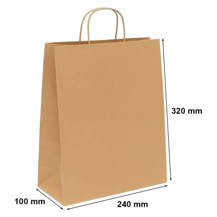 Borse di carta per striature di bronzo 240x100x320 mm con manico