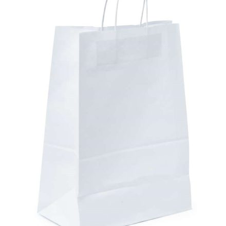 Sacchetti di carta 240x100x360 mm Bianco Ribbed con manico intrecciato