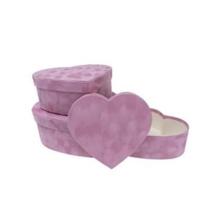 Set di cuore rosa di Velour FlowerBox 3 pz