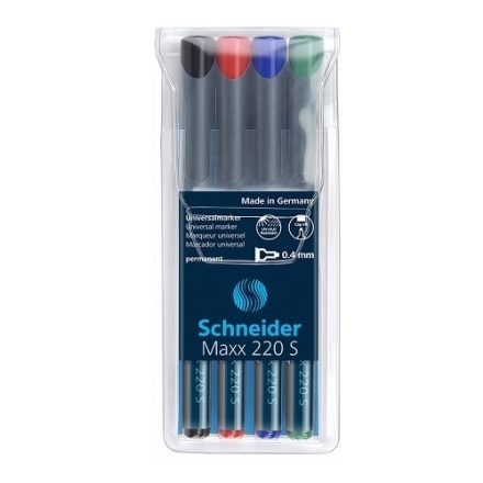Schneider Maxx Foliopis 220 S 0,4 mm, set di penna di alluminio 4 colori