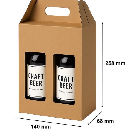 Scatola di cartone con finestra e maniglia 140x68x258mm ato 2 birra F217