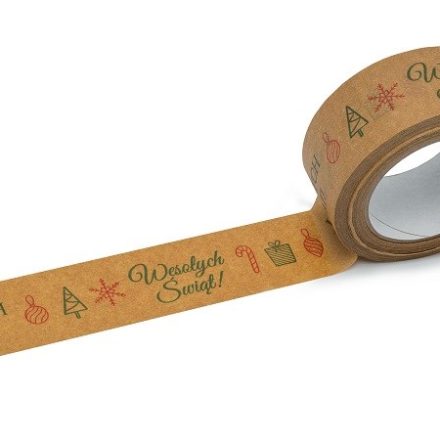 Nastro di carta natalizia verde Buon Natale 48mm/50m per regali